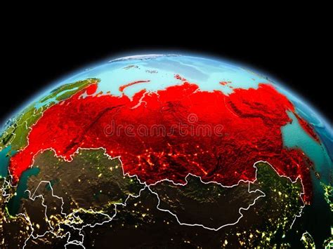 Russia on Planet Earth in Space Stock Illustration - Illustration of ...