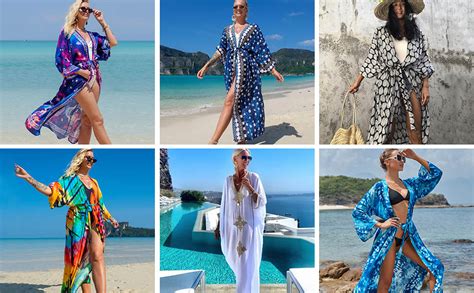 Amazon Women Swimsuit Cover Up Long Cardigan Beach Wear Sexy Loose Swimwear Bikini Floral