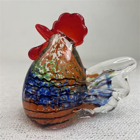 Gorgeous Designs Handblown Glass Rooster Paperweight 4 1 4 Tall Ebay