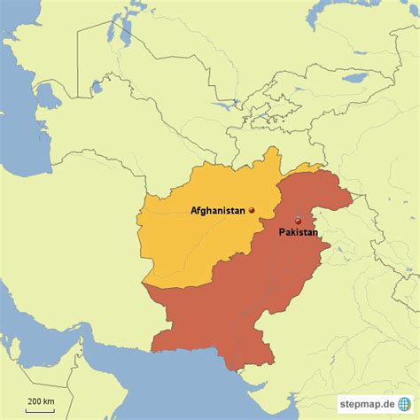 StepMap Afghanistan Pakistan Landkarte für Afghanistan