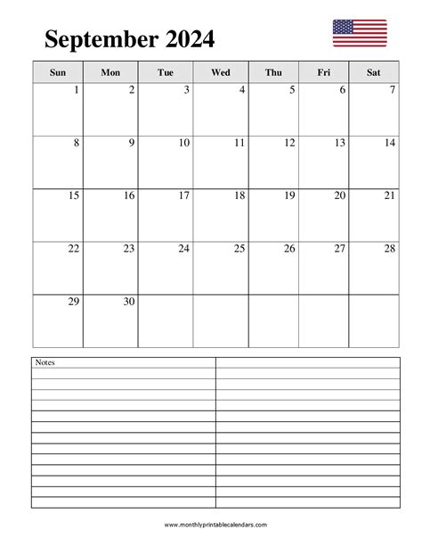 September 2024 Calendar Printable Pdf Template