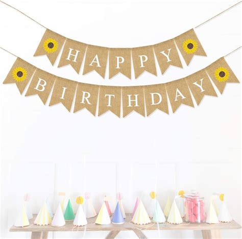 Buy BESTOYARD Birthday Bunting Banner Decorative Burlap Banner Linen