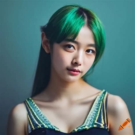 Beautiful Asian Woman With Green Eyes And Blonde Hair Smiling On Craiyon