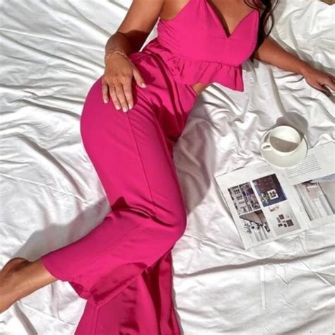 Moda Me Couture Pants Jumpsuits Piece Hot Pink Cami Top And