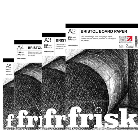 Frisk Bristol Board Paper Pad 250gsm - Sizes Listed - Art Supplies from ...