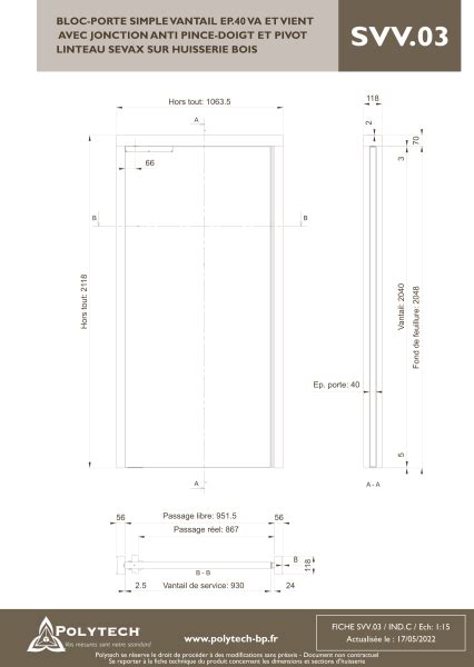 Bloc Porte Simple Vantail Ep 40 Va Et Vient Avec Jonction Anti Pince