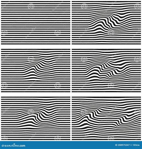 Distorted Wave Grid Monochrome Texture Lines Template Editable