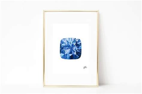 Watercolor Sapphire Painting Paintings Art Prints Watercolor Art