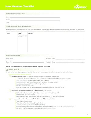 Fillable Online New Member Checklist Fax Email Print PdfFiller