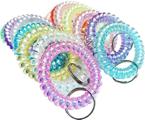 Colorful Spiral Wrist Coil Keychain Pack Of 5