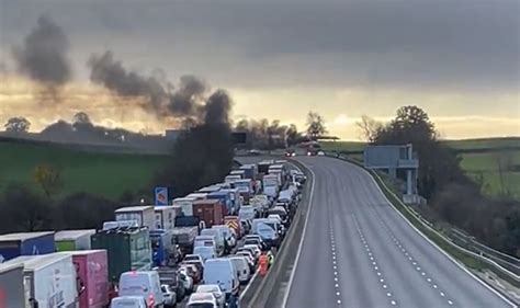 M6 Traffic Chaos With Huge Queues After Lorry Fire As Smoke Seen For