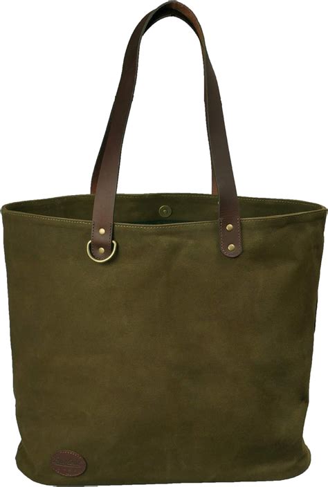 Work Tote Bags For Women Waxed Canvas And Leather Tote Bag Khaki Green Laptop