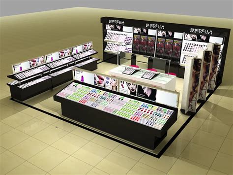 Modern Cosmetic Shop Design Professional Makeup Station Showroom Stand