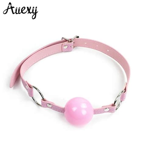 Auexy Silicone Ball Mouth Gag Oral Fixation Pu Leather Band Bondage