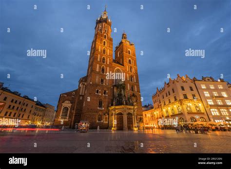 Main Market Square Rynek Glowny With Sukiennice Cloth Hall And St