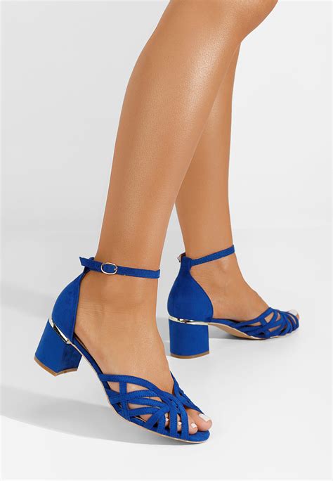 Πέδιλα με χοντρο τακουνι Luigina V2 μπλε Zapatos