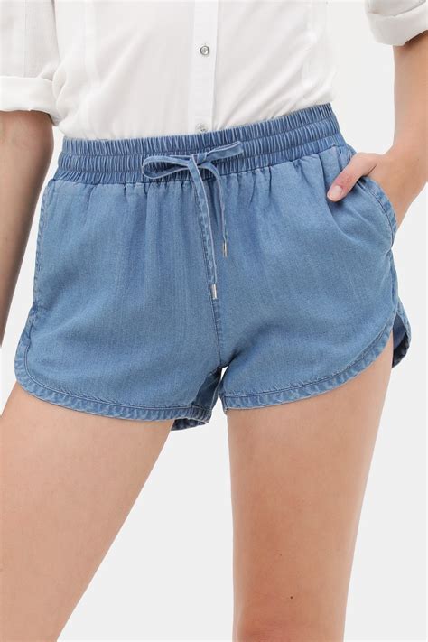 Elastic Waistband Tencel Shorts The Boutique