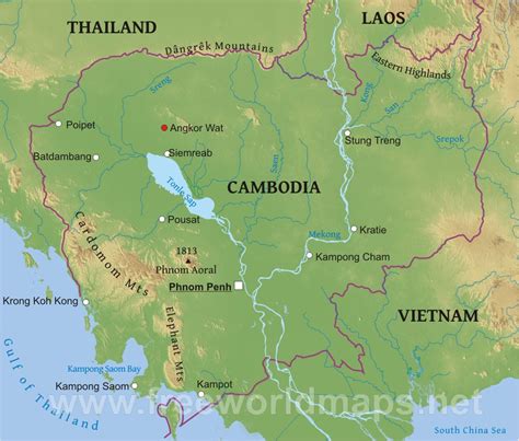 Cambodia Physical Map