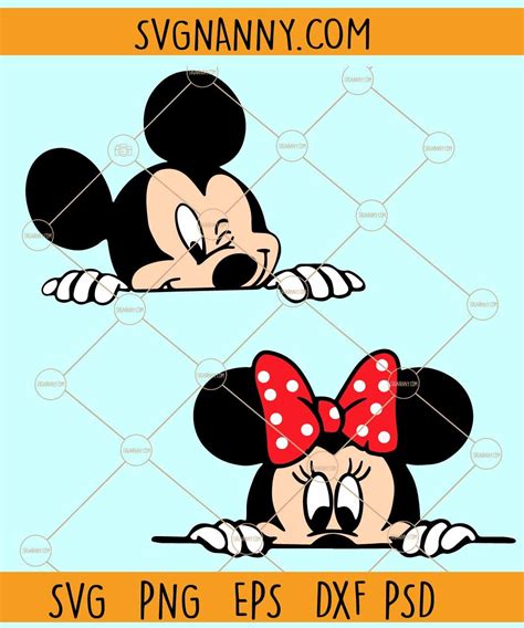 Peeking Mickey And Minnie Svg Minnie Mickey Mouse Peeking Svg Disney