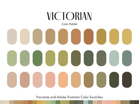 Victorian Procreate Color Palette With Hex Codes Adobe Illustrator