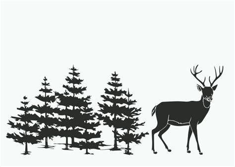 Silhouette of deer and tree Royalty Free Vector Image