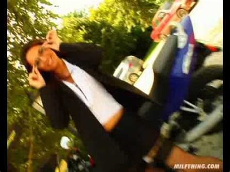 Americano Babe Struts In Skirt Stockings Plus A Cool Bike YouTube