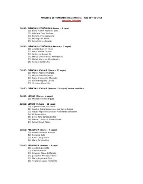 Processo De Transfer Ncia Externa Ano Unesp