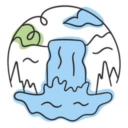 Dise O Png Y Svg De Naturaleza Paisaje Cascadas Doodle Para Camisetas