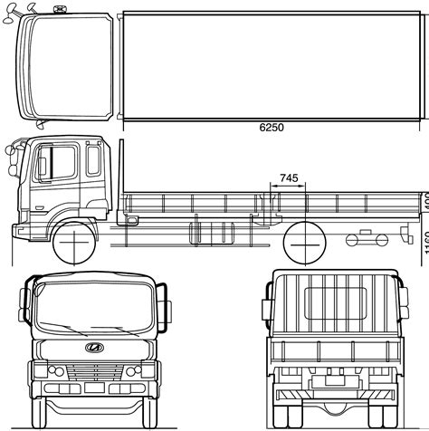 2010 Hyundai Megatruck Heavy Truck V4 Blueprints Free Outlines