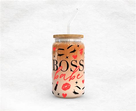 Boss Babe Oz Glass Can Svg Makeup Glass Can Wrap Boss Lady Glass Can Wrap Svg Files For Cricut