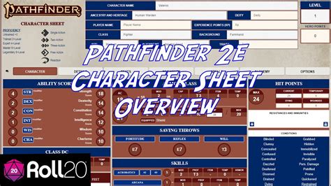 Pathfinder 2e Character Sheet Overview For Roll20 YouTube