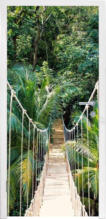 Deursticker Jungle Palmboom Brug Natuur Planten 90x205 Cm