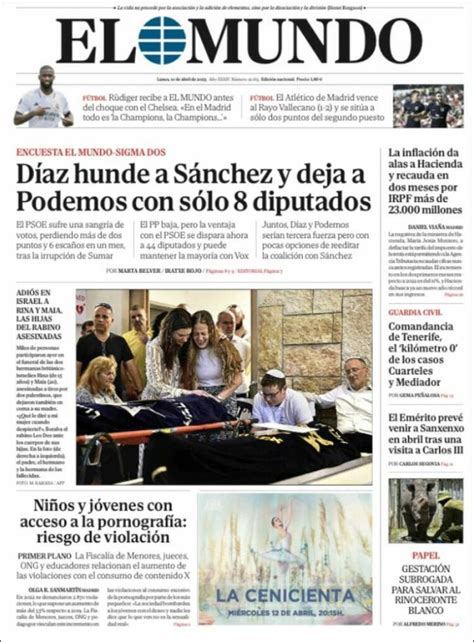 Portada Del Diario El Mundo Del Día 10042023 News Europa