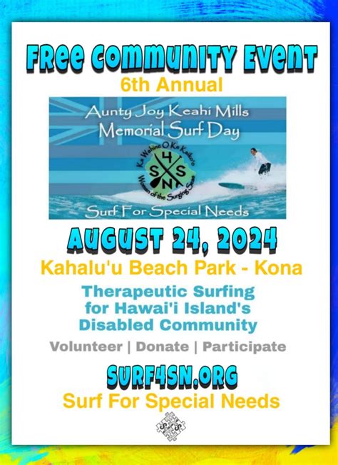 6th Annual Aunty Joy Keahi Mills Memorial Surf Day Kahaluu Beach