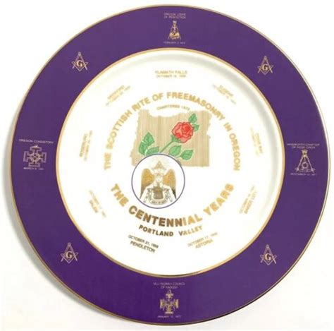 Vtg Scottish Rite Freemasonry Oregon Mason Plate Portland Centennial