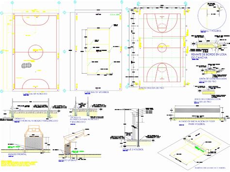 Cancha De Usos Multiples En Autocad Descargar Cad Kb Bibliocad