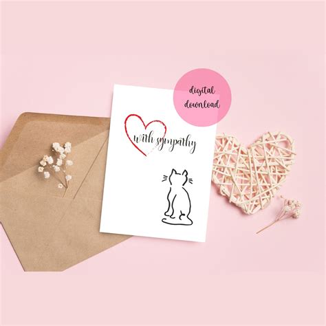 Cat Sympathy Card Printable Digital Card With Sympathy Cat Memorial