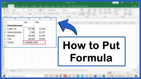 How To Put In Excel Formula How To Create Formulas In Excel Youtube