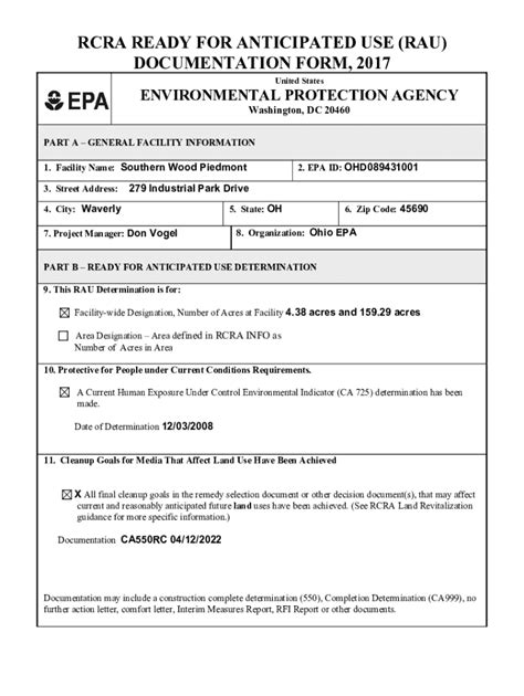 Fillable Online Epa Ohio Final Guidance On Completion Of Corrective