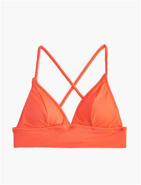 Kırmızı Kadın Bikini Üstü Bralet Çapraz Askılı Kaplı 3SAK10055BM Koton