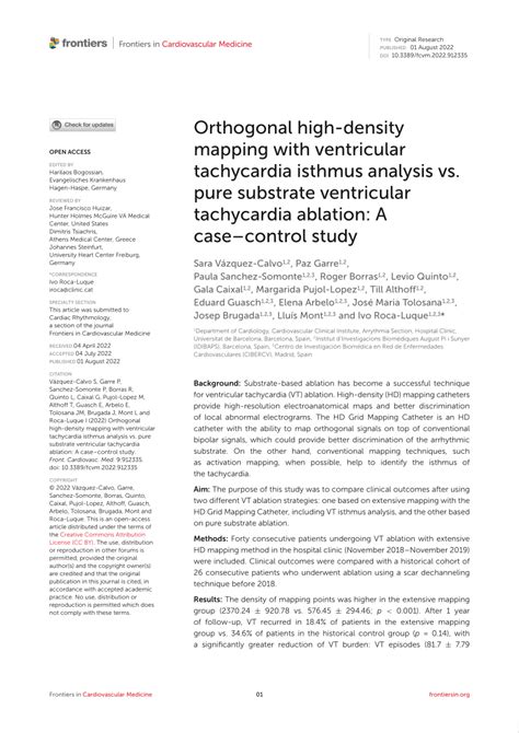 Pdf Orthogonal High Density Mapping With Ventricular Tachycardia