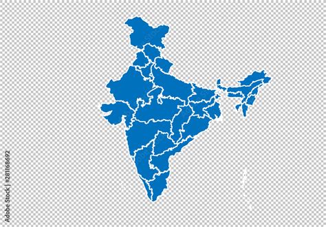 india map - High detailed blue map with counties/regions/states of ...