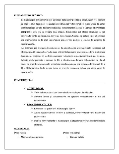 Solution Unap Partes Del Microscopio Cuidado Y Manejo Informe De Pr