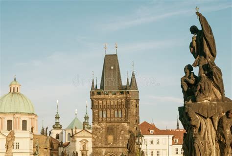 Statues on Charles Bridge, Prague, Czech Republic Stock Image - Image ...