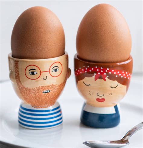 Set Of Hipster Egg Cups Breakfast Egg Cup Couples Egg Cups Etsy Uk