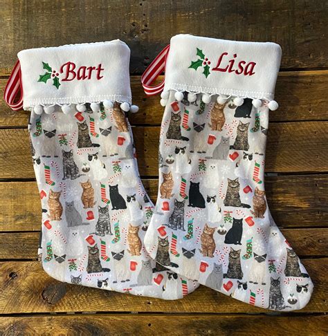 Cat Christmas Stockings / Personalized Stockings / Cat Owner - Etsy UK