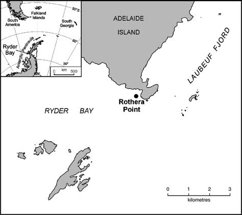 The position of the sample site, Rothera Point (Ryder Bay) with respect ...