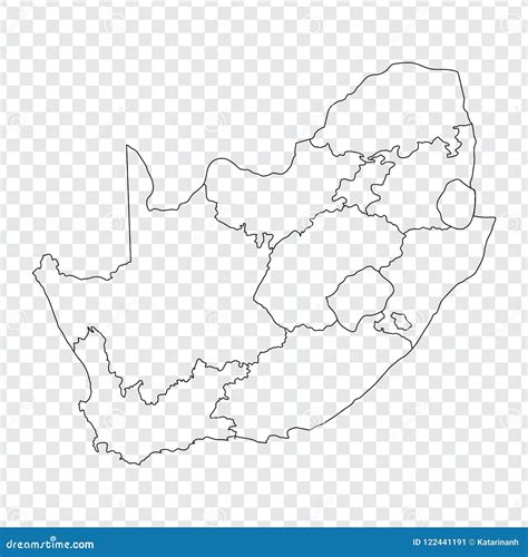 South Africa Vector Map Isolated On White Background. High-Detailed Black Silhouette Map Of ...