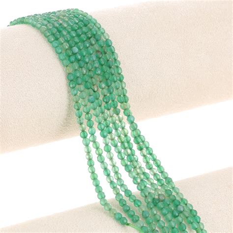 Perle Tonde Sfaccettate 3 Mm Pietra Gemma Agata Tinta Verde Turchese