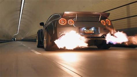 Insane Liberty Walk Nissan Gtr R35 Shooting Flames Dark Knight